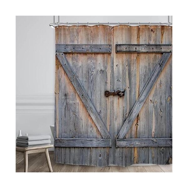 Riyidecor Cortina de ducha rústica extra larga para puerta_2