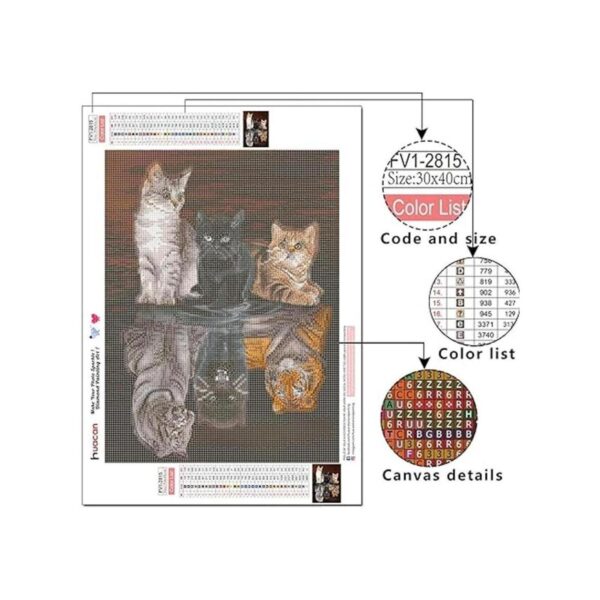 Huacan Kits de pintura de diamantes bricolaje 5D gato