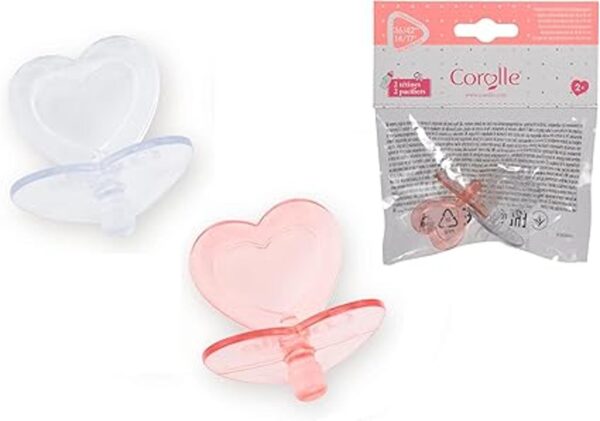 Corolle Juego de 2 chupetes con forma de corazón para_3
