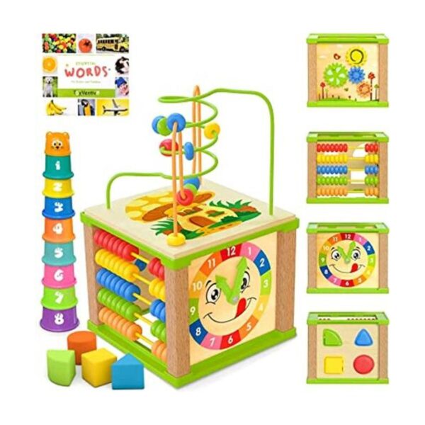 TOYVENTIVE Cubo de actividades para bebés de madera para_1