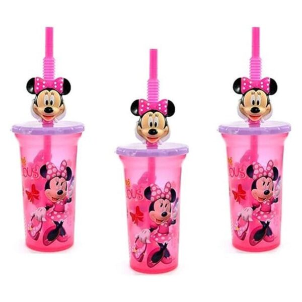 Taza de vaso con tapa y pajita de Disney Minnie Mouse de_1