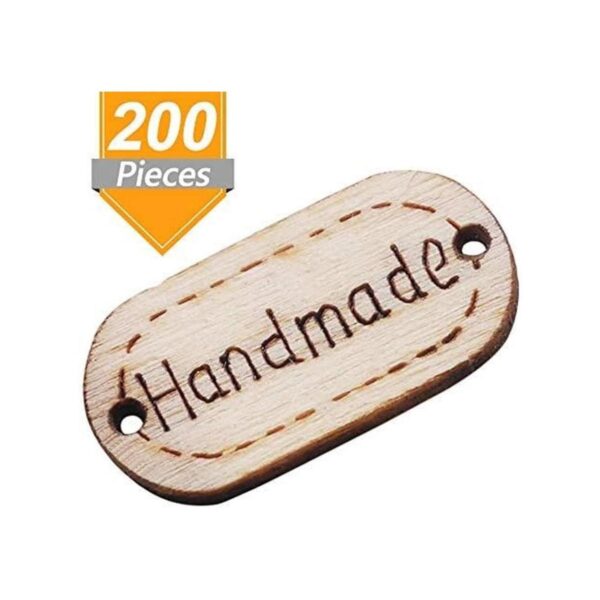 Onwon 200 piezas etiqueta hecha a mano madera ovalada_2