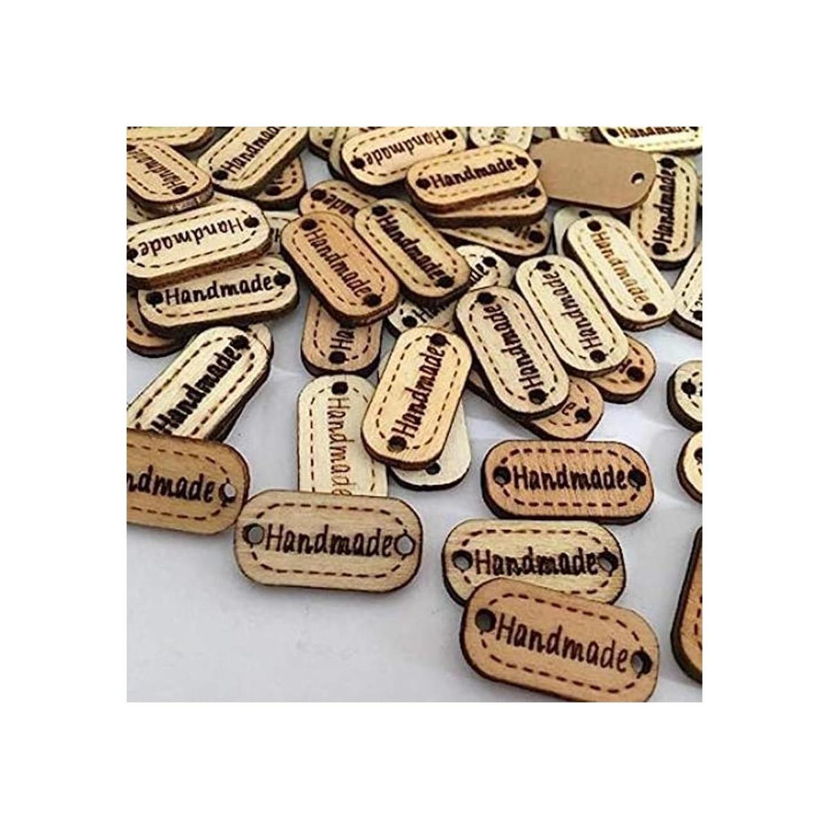 Onwon 200 piezas etiqueta hecha a mano madera ovalada