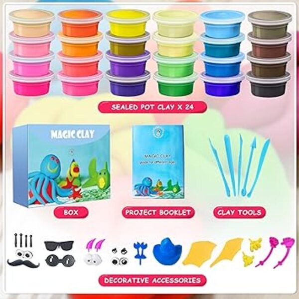 Kit de arcilla modeladora 24 colores de arcilla mágica_2