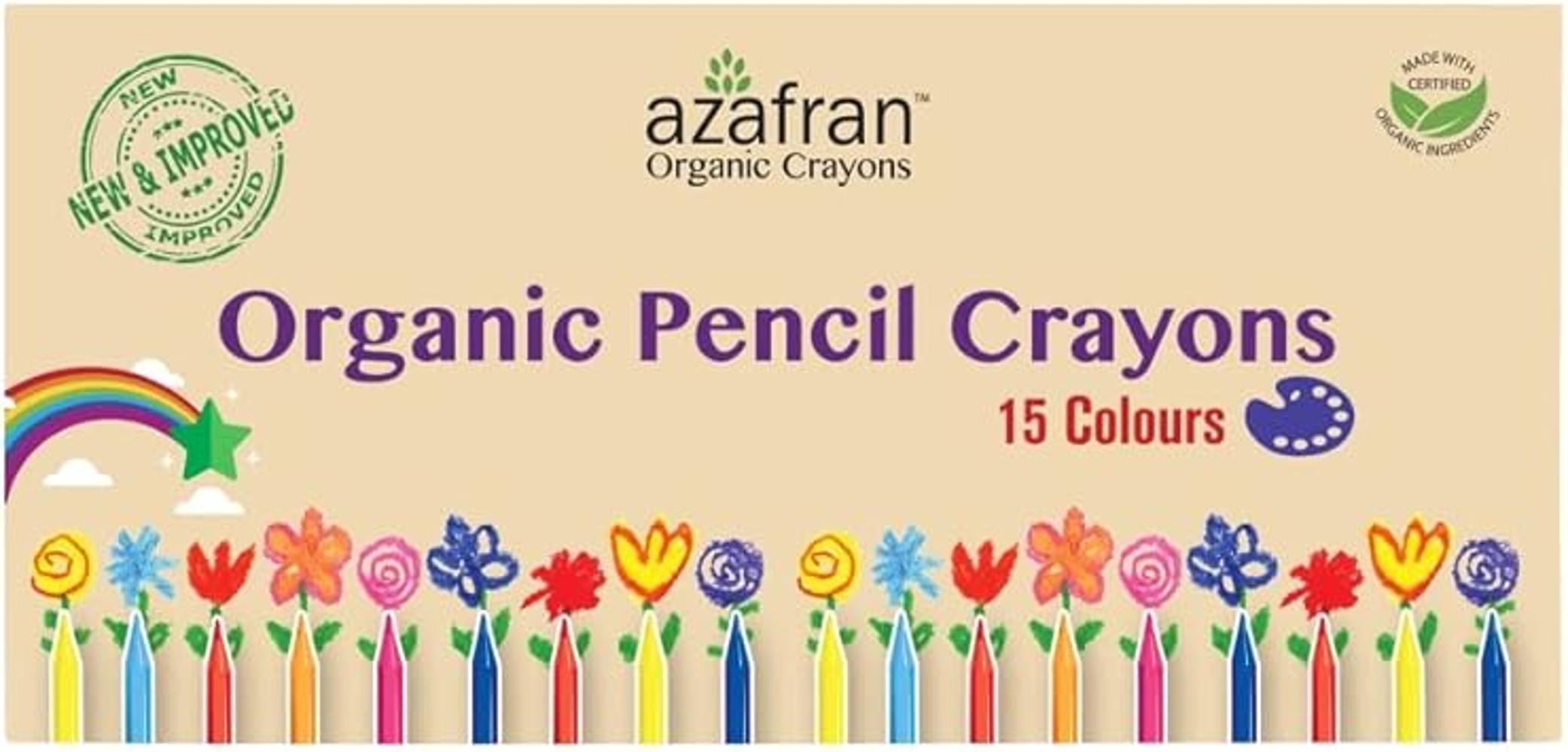 Azafran Lápices orgánicos Paquete de 15 colores finos