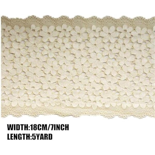 Cinta de encaje floral bordada elástica de 5 yardas para