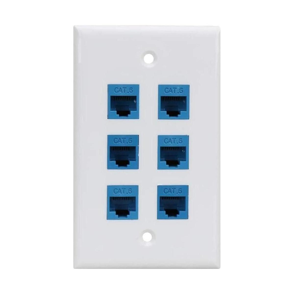 Placa de pared Ethernet Cat 6 de 6 puertos placa de pared