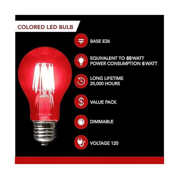 SleekLighting Bombilla LED de 6 W filamentos A19 color_2