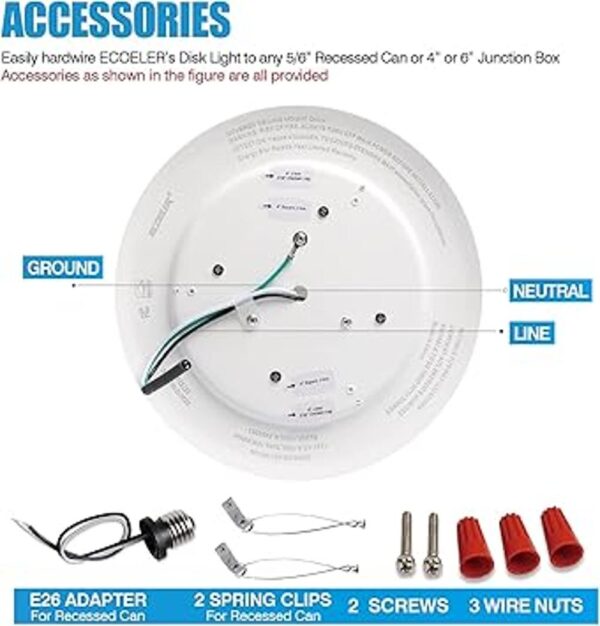 ECOELER Luz LED de disco regulable de 6 pulgadas 3000 K_6