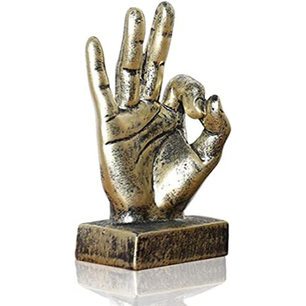 Lependor Plata Polyresin Mano Gesto Escritorio Estatuas