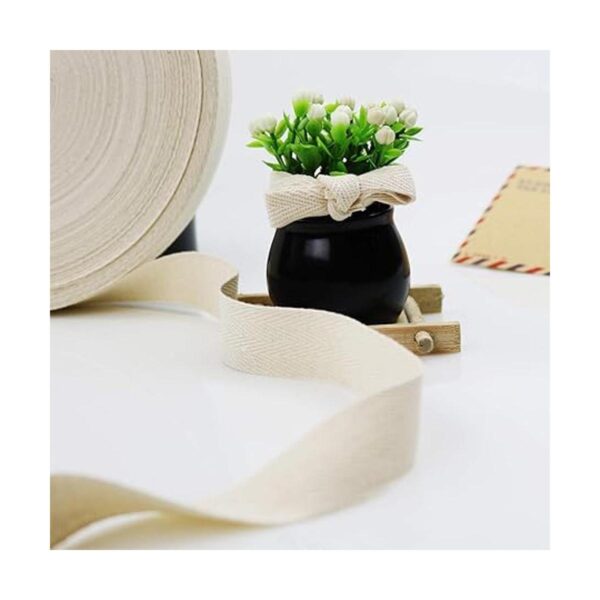 Teemico 1 rollo de cinta de sarga de algodón natural de 55