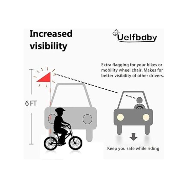 Uelfbaby Bandera de seguridad para bicicleta con poste de_2