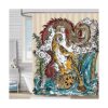 JAWO Cortina de ducha de decoración asiática dragón chino_1