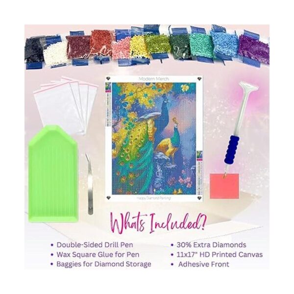 Modern Merch Kits de pintura de diamantes de pavo real_5
