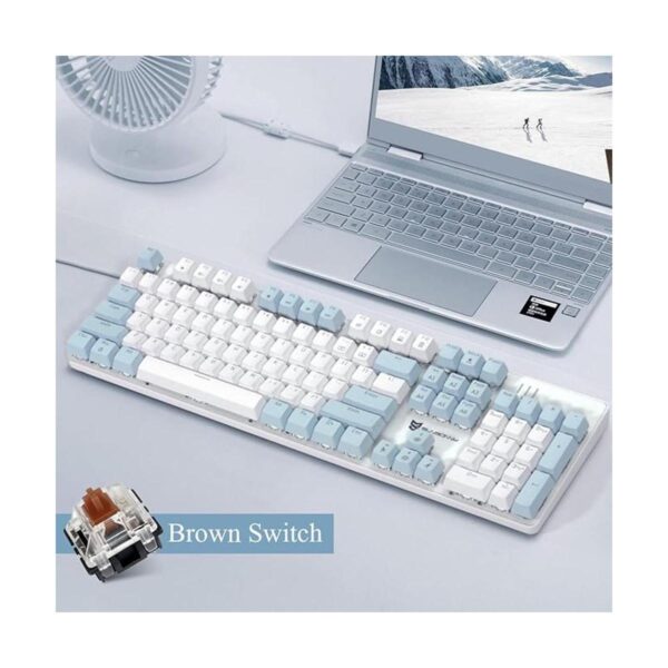 Qisan Teclado mecánico para juegos de tamaño completo de