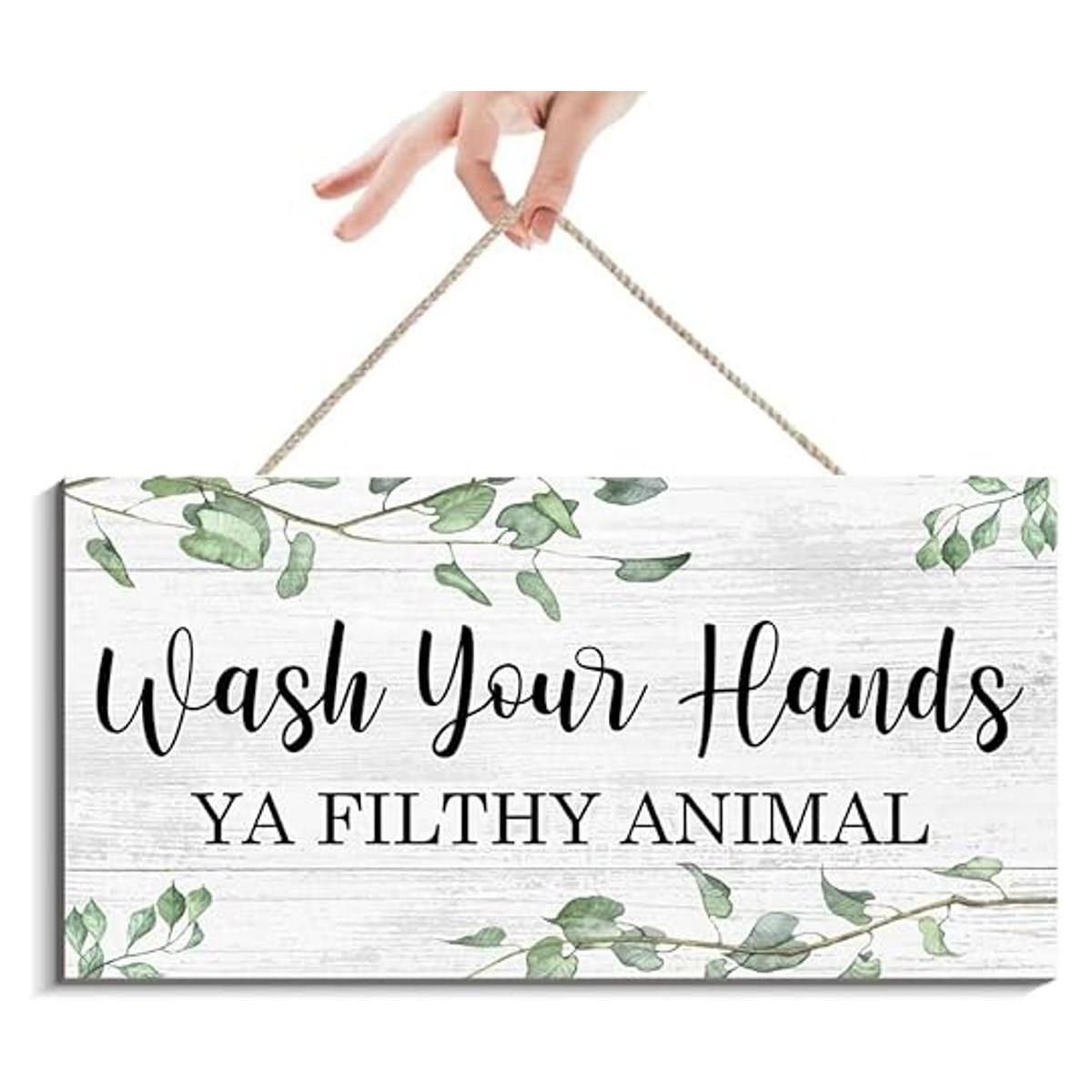 Letrero de animales sucios de Wash Your Hands Ya