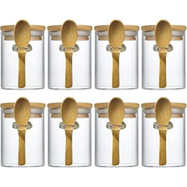 Livejun 8 oz Airtight Glass Jars with Bamboo Lids and_1