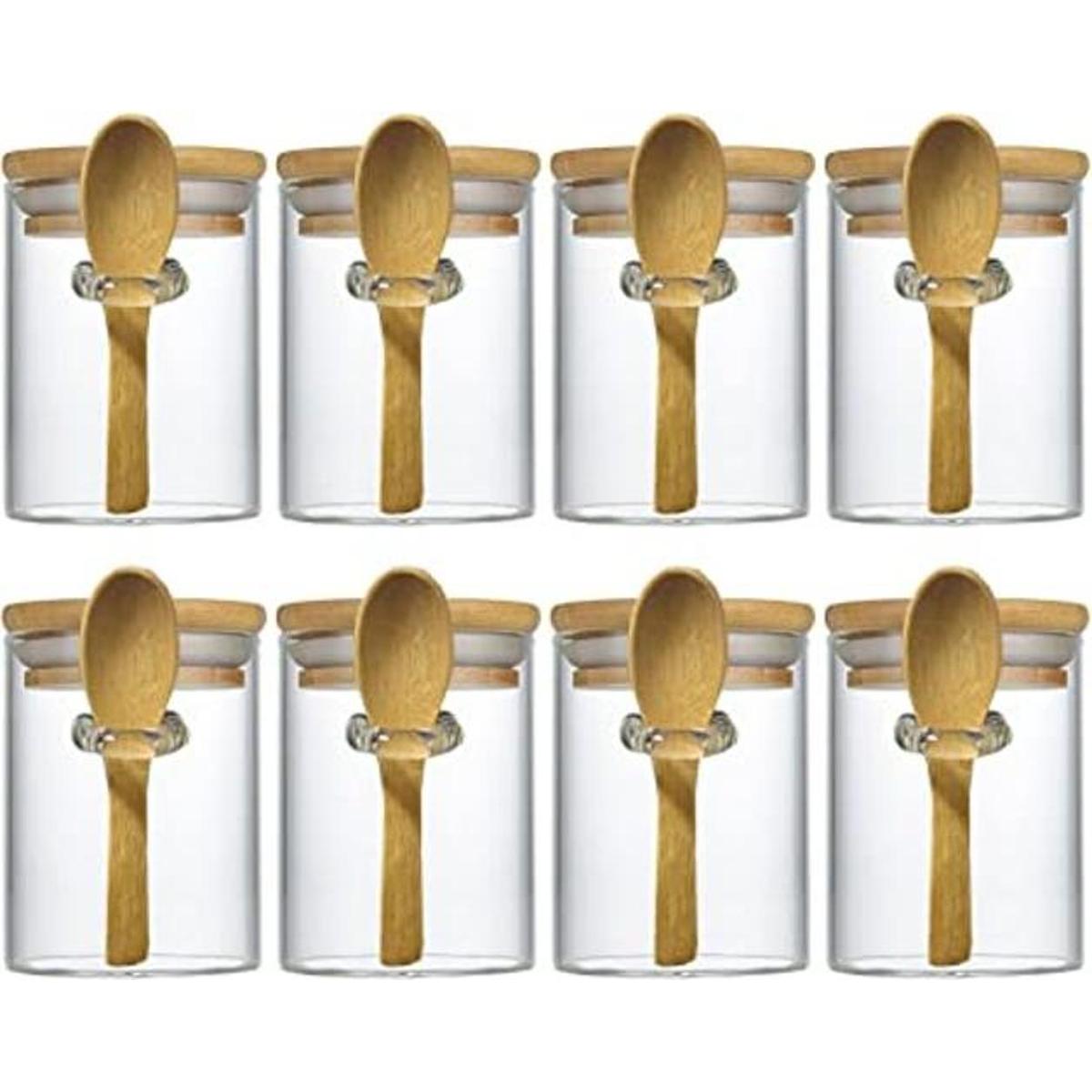 Livejun 8 oz Airtight Glass Jars with Bamboo Lids and
