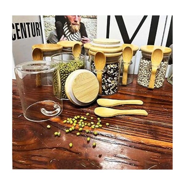 Livejun 8 oz Airtight Glass Jars with Bamboo Lids and_2