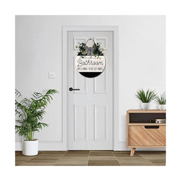 Letrero de puerta delantera de baño coronas divertidas_2