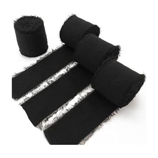 TONIFUL 4 rollos de cinta de seda de gasa negra de 112_1