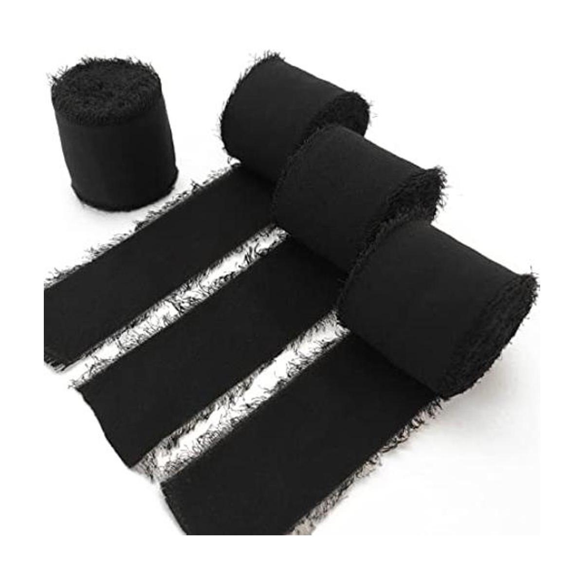 TONIFUL 4 rollos de cinta de seda de gasa negra de 112
