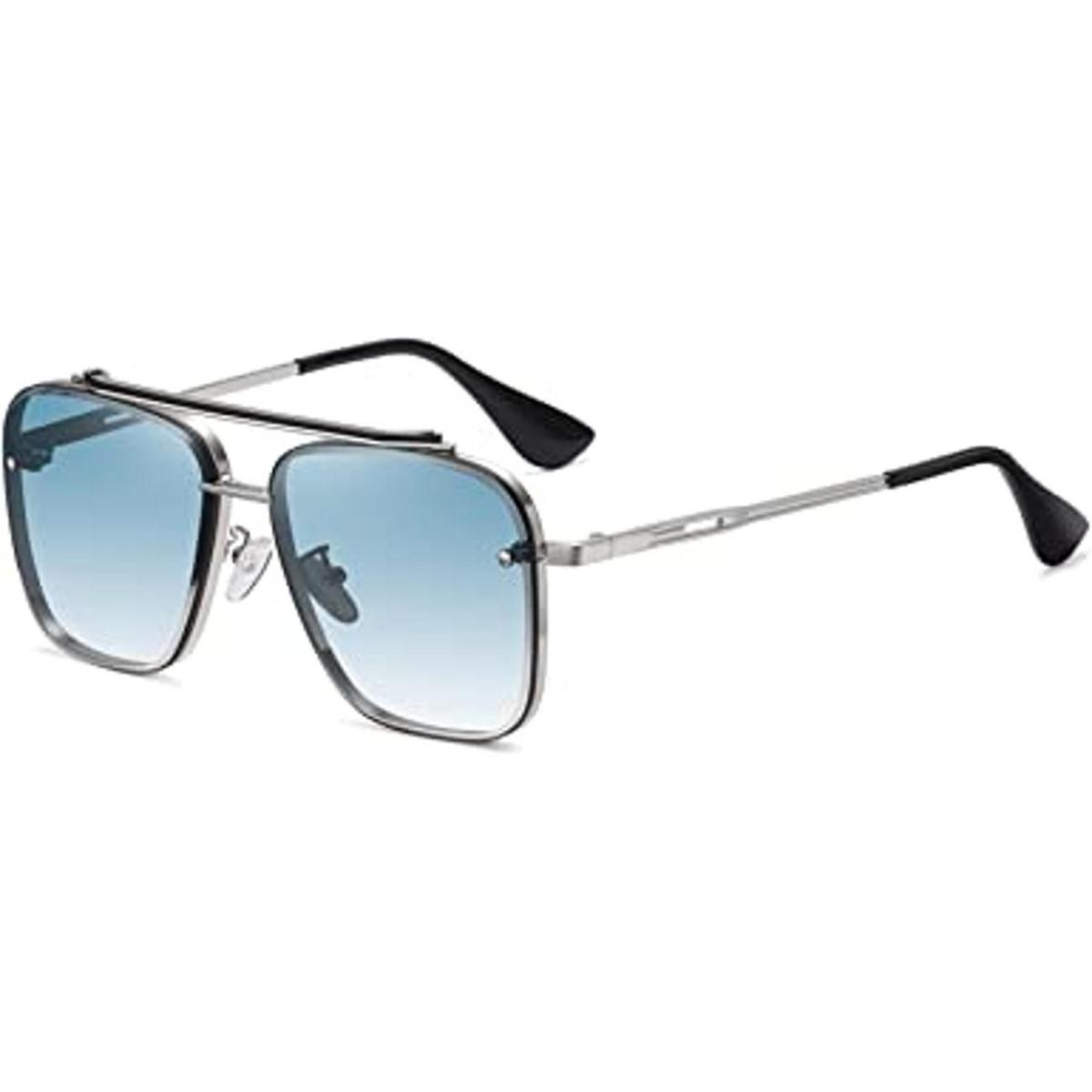 Oversized Square Aviator Sunglasses for Men Fashion Metal