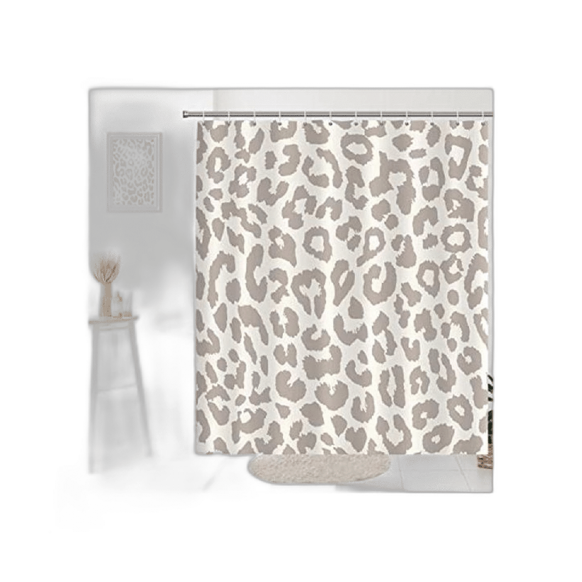 Seorsok Linda cortina de ducha de leopardo gris moderna