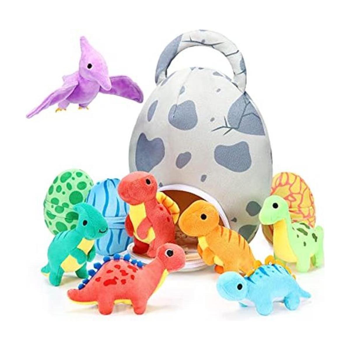 Juego de 11 piezas de dinosaurio de peluche pequeño y