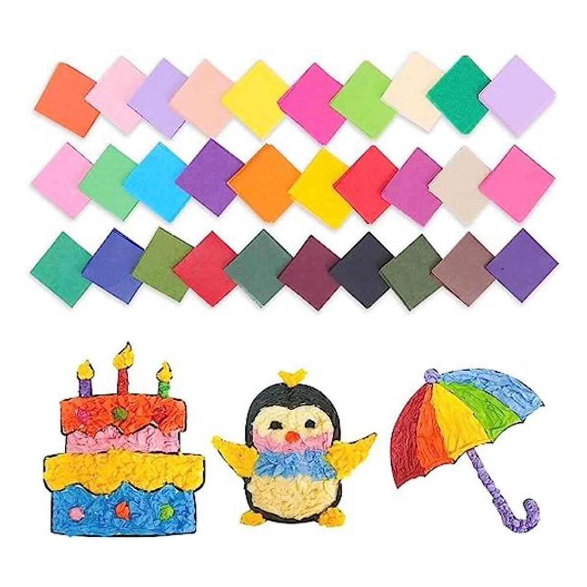 Cuadros de papel de seda 2 x 2 pulgadas para artes y