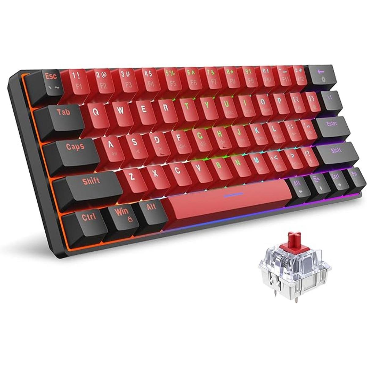 Snpurdiri Teclado mecánico 60 con cable mini teclado