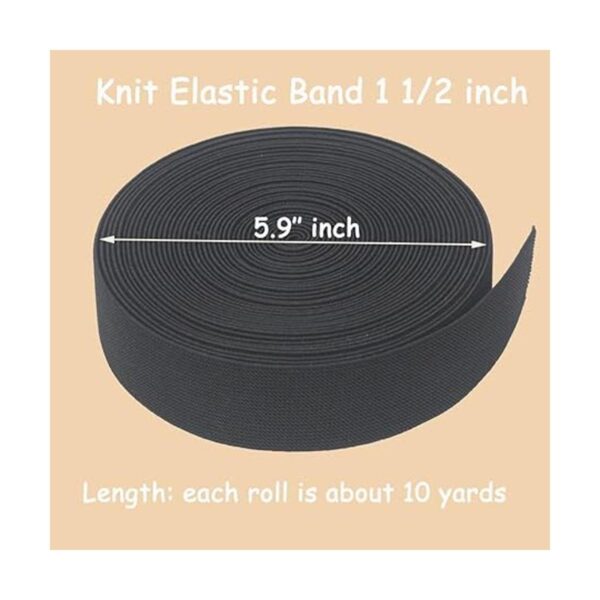 JESEP 1 12 inch 10 Yards Knit Elastic Band Black_2