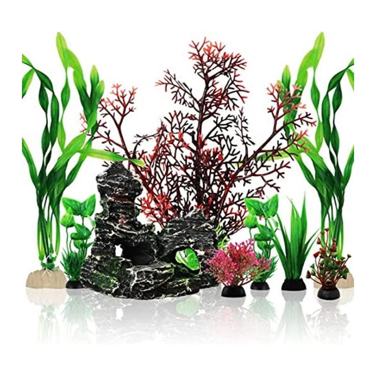 PietyPet Plantas decorativas de pecera con vista de roca