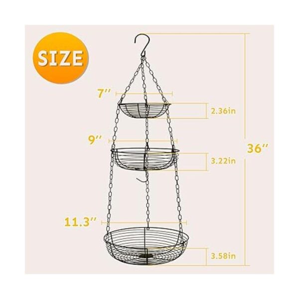 HULISEN Cesta de frutas colgante de 3 niveles con gancho_4