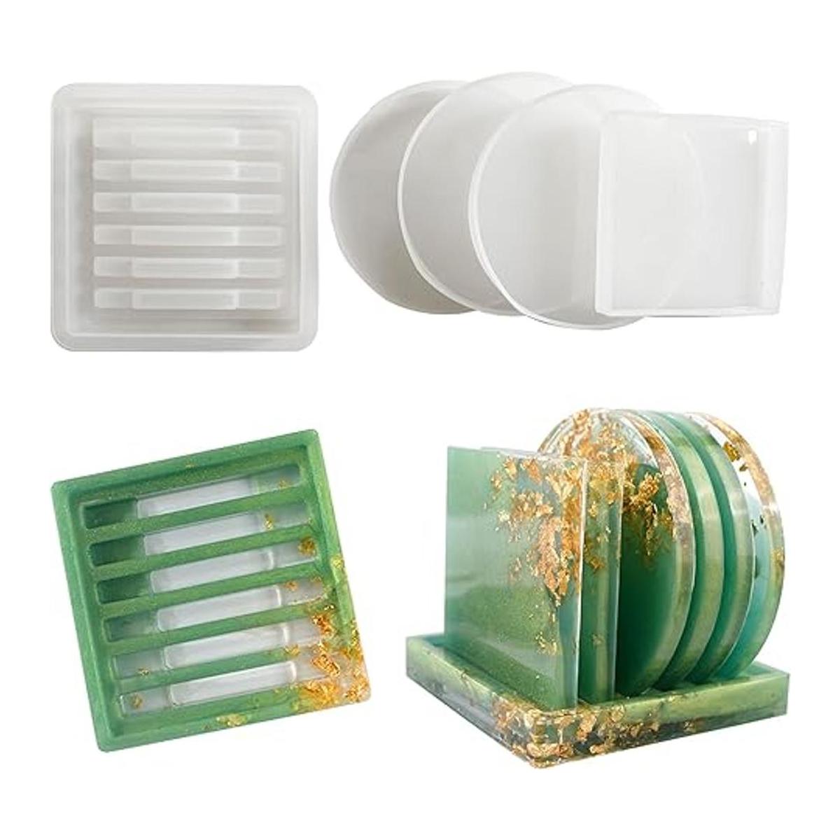 Szecl 4 moldes de silicona para posavasos de resina epoxi