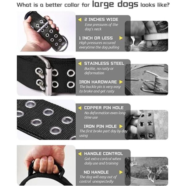 Collar grande para perro collares negros resistentes para_2