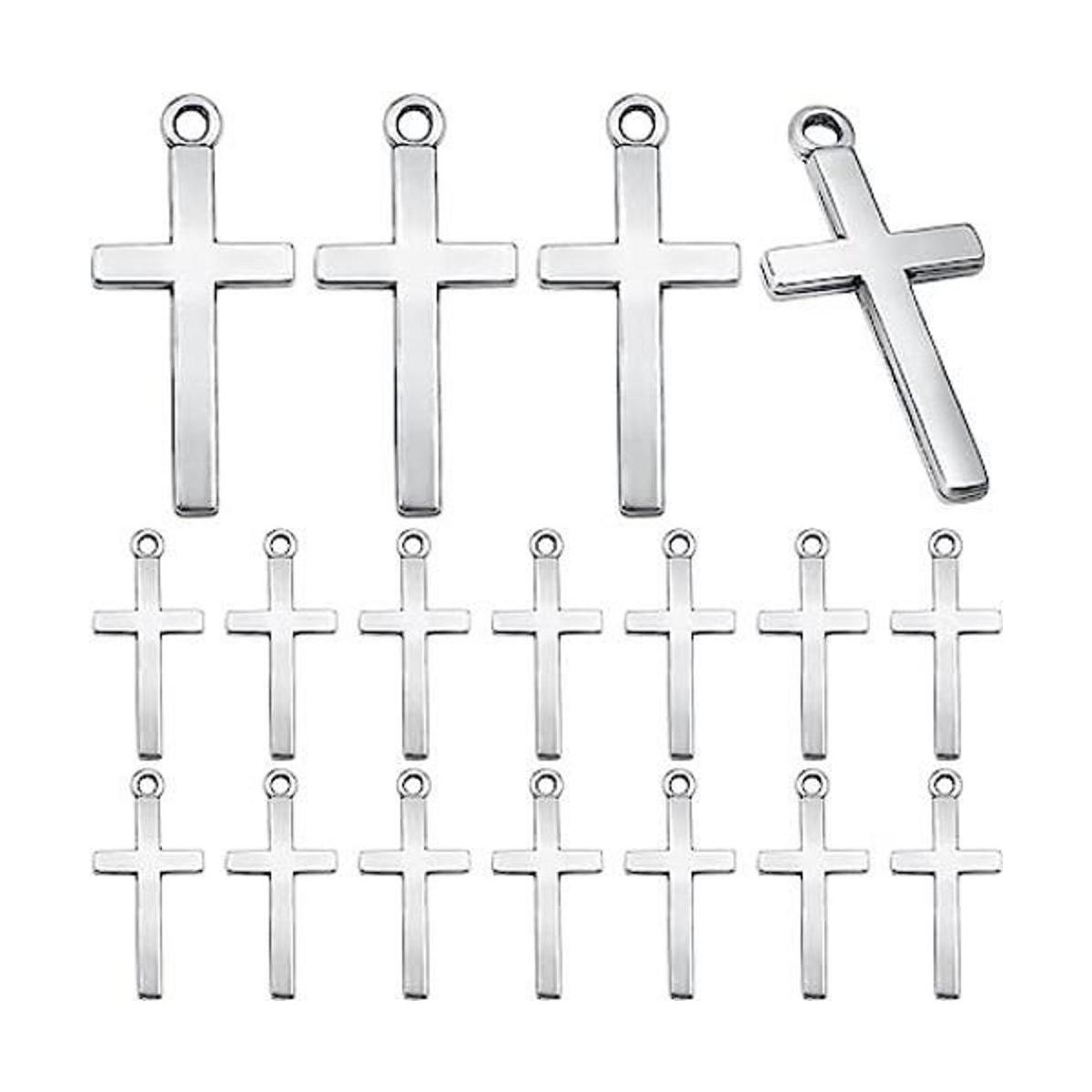 BronaGrand 100 abalorios de crucifijo de plata antigua