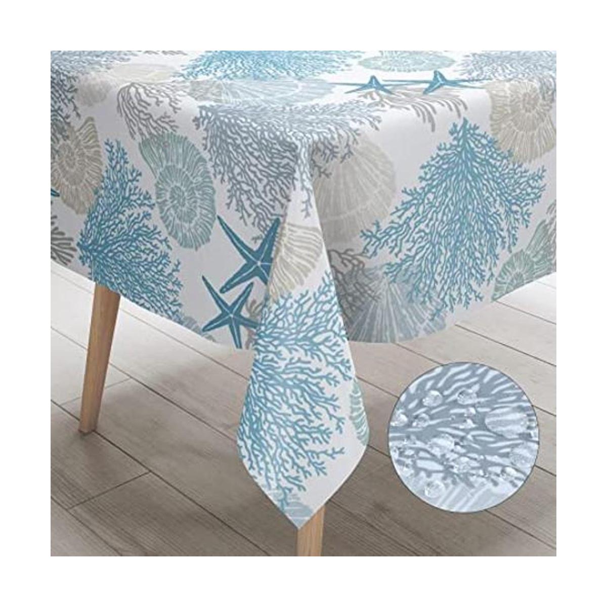 Mantel rectangular náutico costero con estampado de