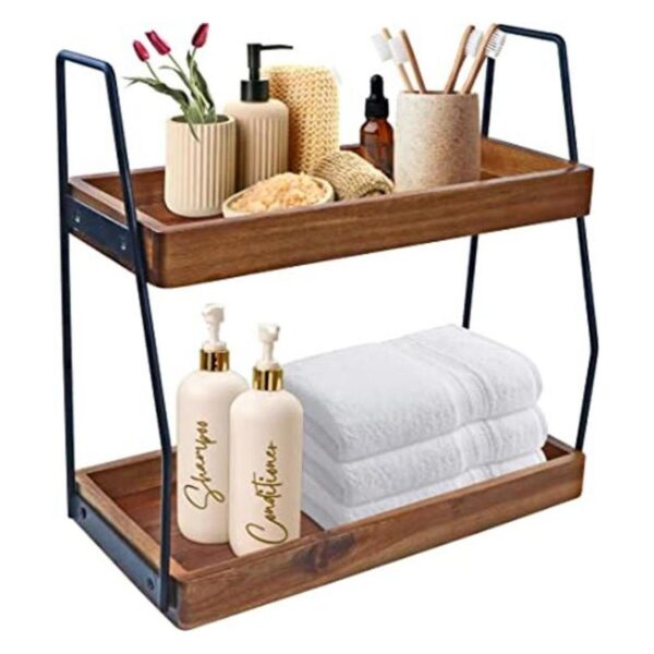 DEMIGO Acacia Organizador de encimera de baño estante de_1