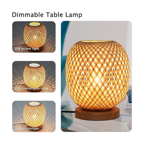 Capslpad Lámpara de mesa de ratán regulable lámpara de_2