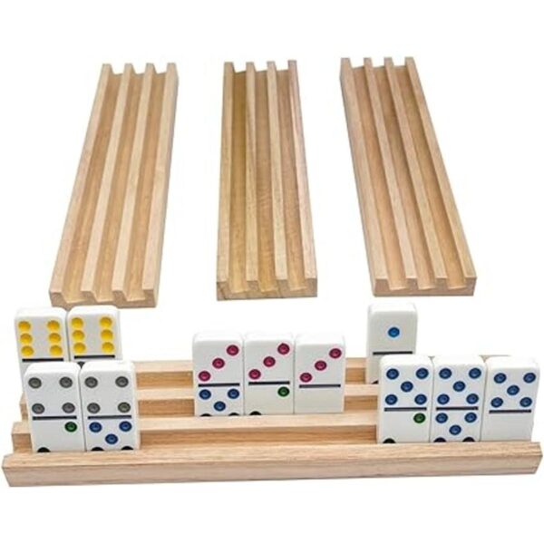 Juego de 4 estantes de madera para dominó de SUTIMSHE_3