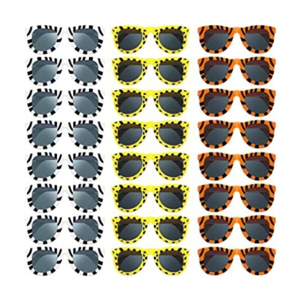 Paquete de 24 lentes de sol con estampado de animales_1