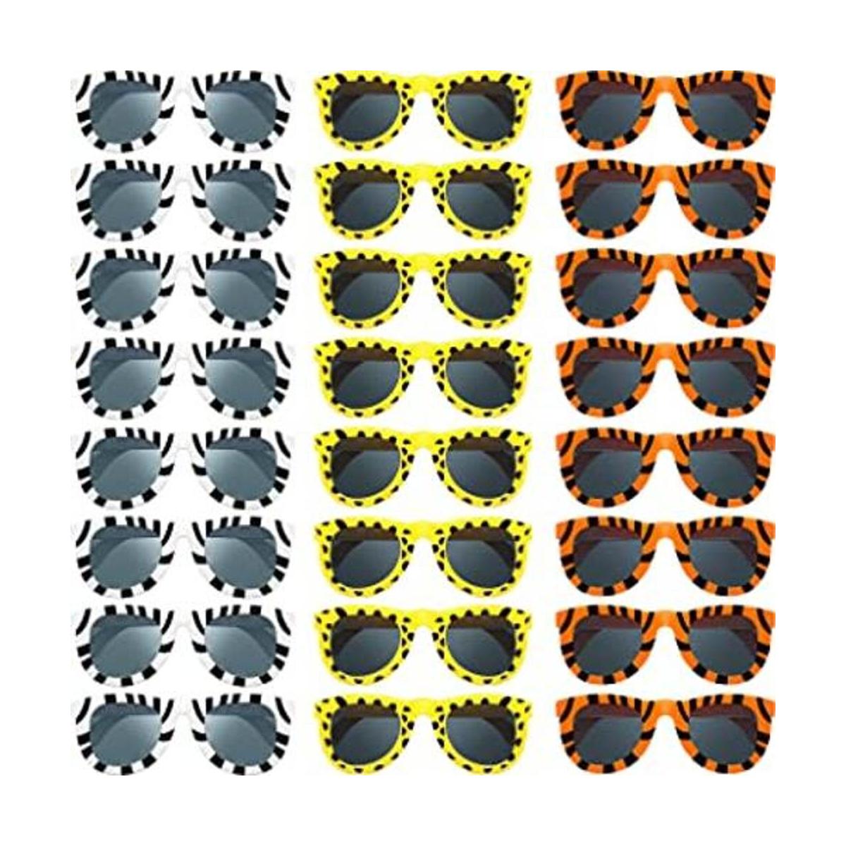 Paquete de 24 lentes de sol con estampado de animales