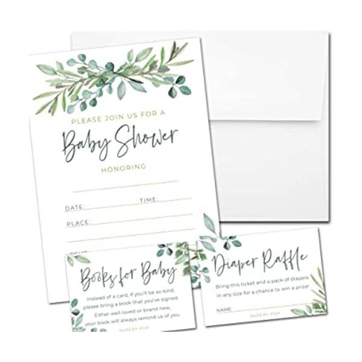 Juego de 25 invitaciones para baby shower con sobres