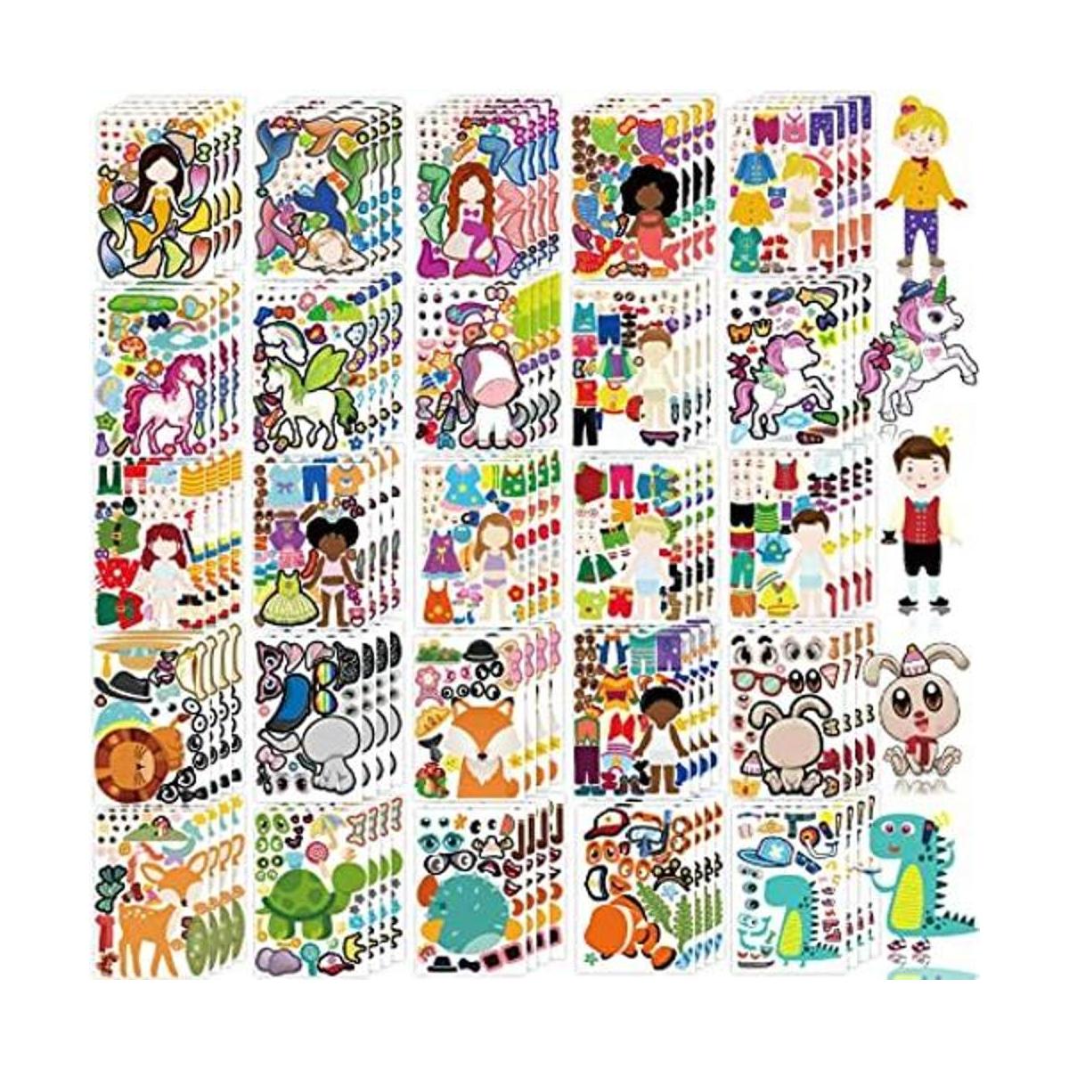 Paquete de 100 calcomanías para niños con 25 diseños