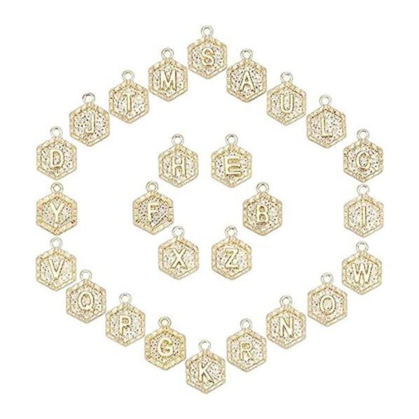 SUNNYCLUE 1 caja de 26 dijes hexagonales chapados en oro_1