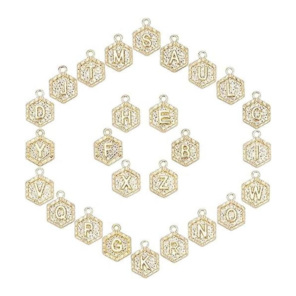 SUNNYCLUE 1 caja de 26 dijes hexagonales chapados en oro