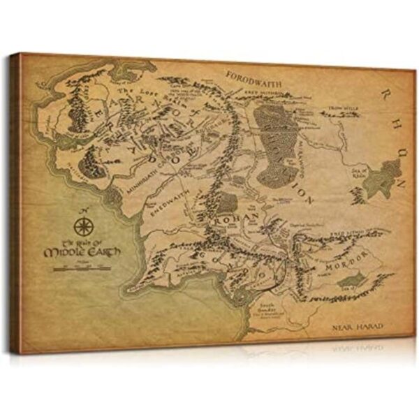 Mapa del Señor de los anillos arte de pared en lienzo con_1