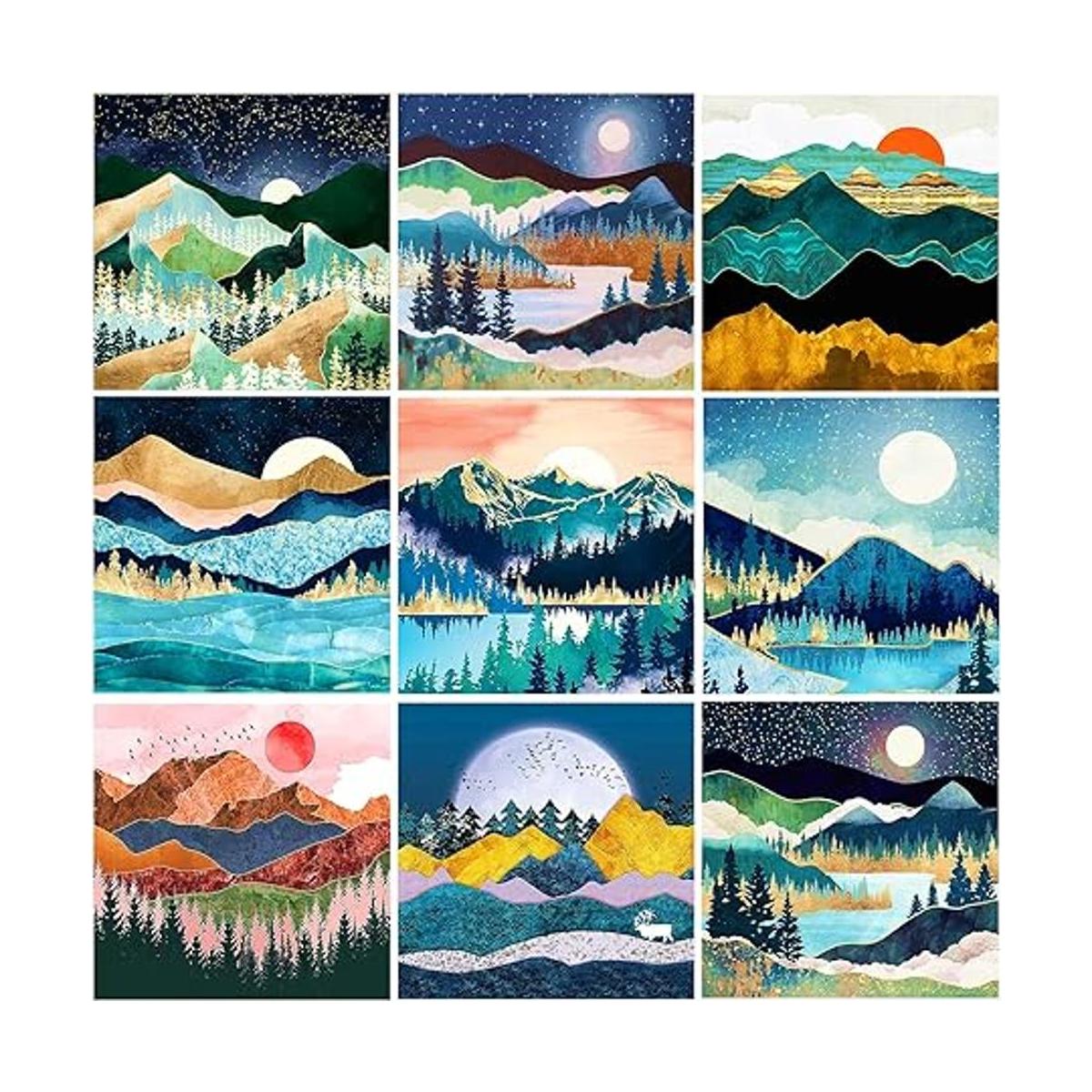 TWBB Juego de 9 pinturas de diamantes 5D para adultos
