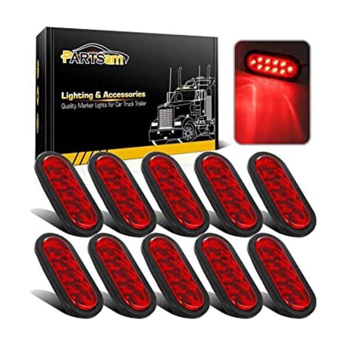 Partsam 10 luces traseras LED ovaladas de 6 pulgadas